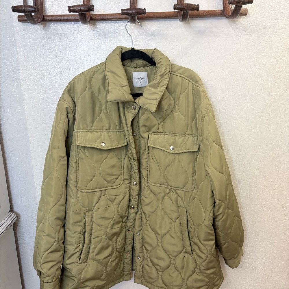 Wild Rose Quilted Olive Green Bomber Jacket